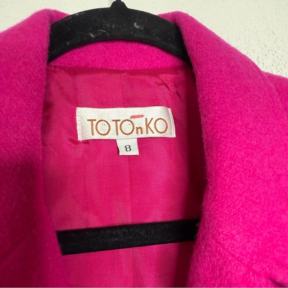 Totonko Vibrant Pink Wool Coat Size 8 Medium 20” PTP - Picture 8 of 15
